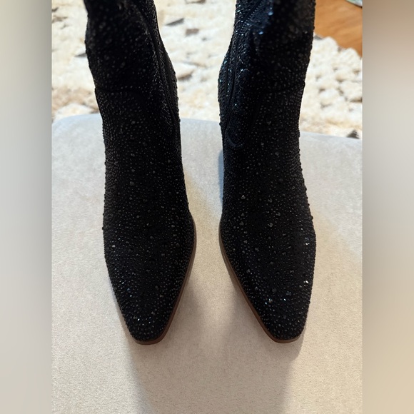 NWOT Women’s Black Above The Knee Rhinestone Cowgirl Boots Size 6 - Picture 4 of 9